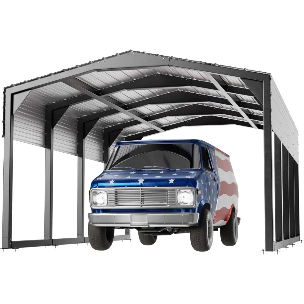 Heavy Duty Metal Carport Military Grade Reinforced Garage Kit With Steel Roof