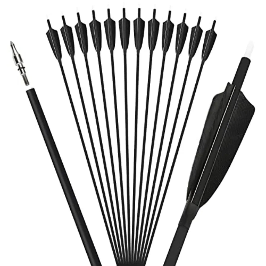 Carbon Archery Arrows With Turkey Feather Fletching And Removable Tips