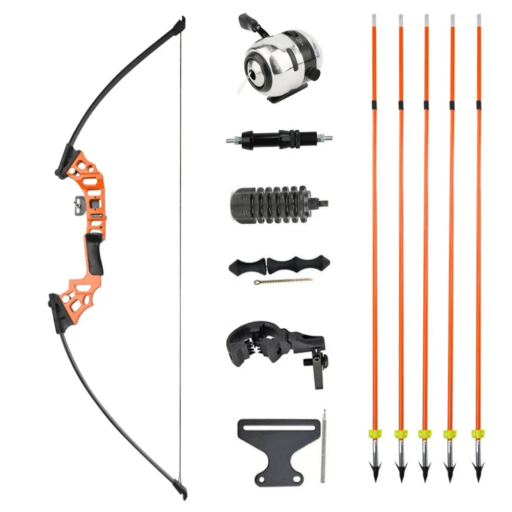 AMEYXGS Bowfishing Recurve Bow Set With Reel And Fiberglass Arrows