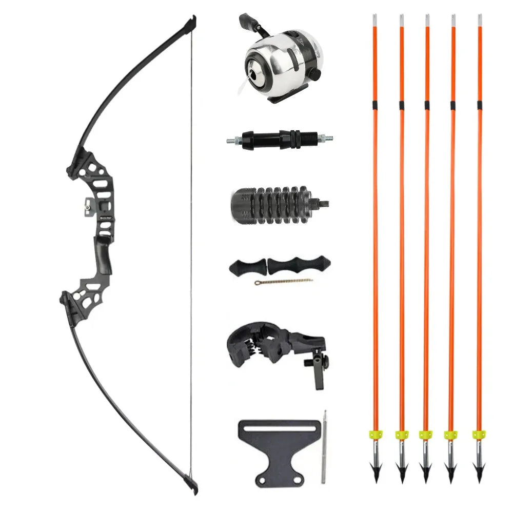 AMEYXGS Bowfishing Recurve Bow Set With Reel And Fiberglass Arrows
