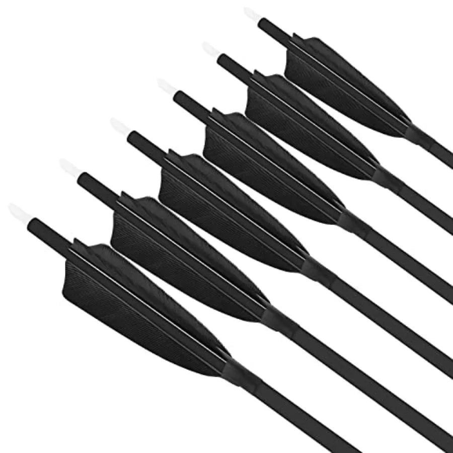 Carbon Archery Arrows With Turkey Feather Fletching And Removable Tips