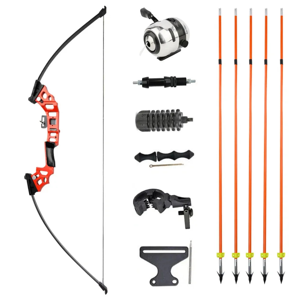 AMEYXGS Bowfishing Recurve Bow Set With Reel And Fiberglass Arrows
