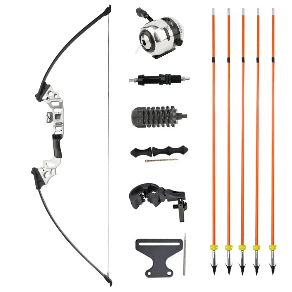 AMEYXGS Bowfishing Recurve Bow Set With Reel And Fiberglass Arrows
