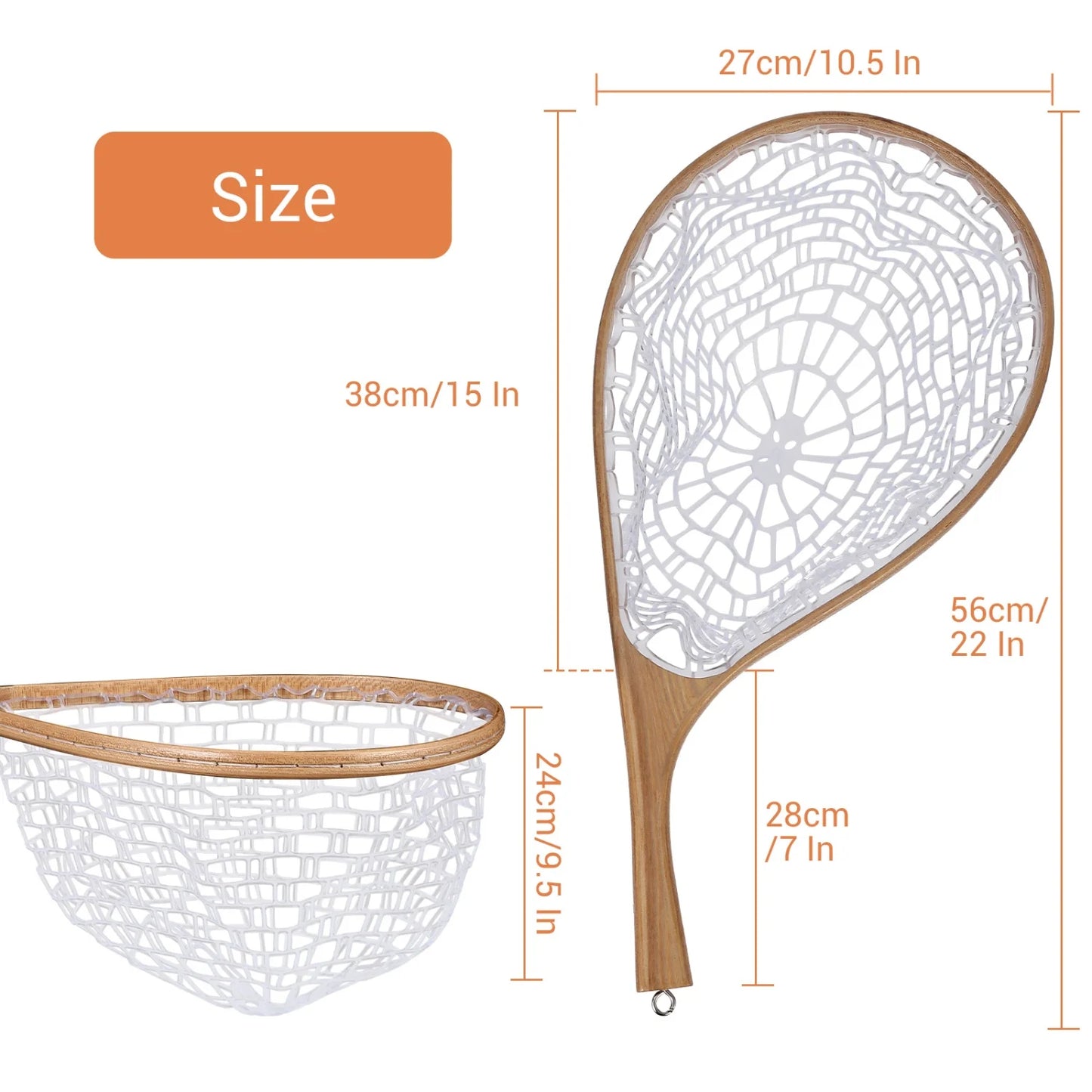 HiMISSH Fly Fishing Net Wooden Frame Trout Landing Net