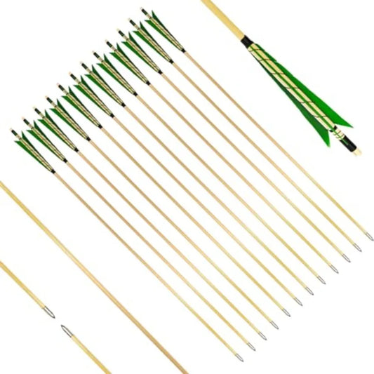 Archery Wooden Target Practice Arrows With Medieval Turkey Feather Fletching