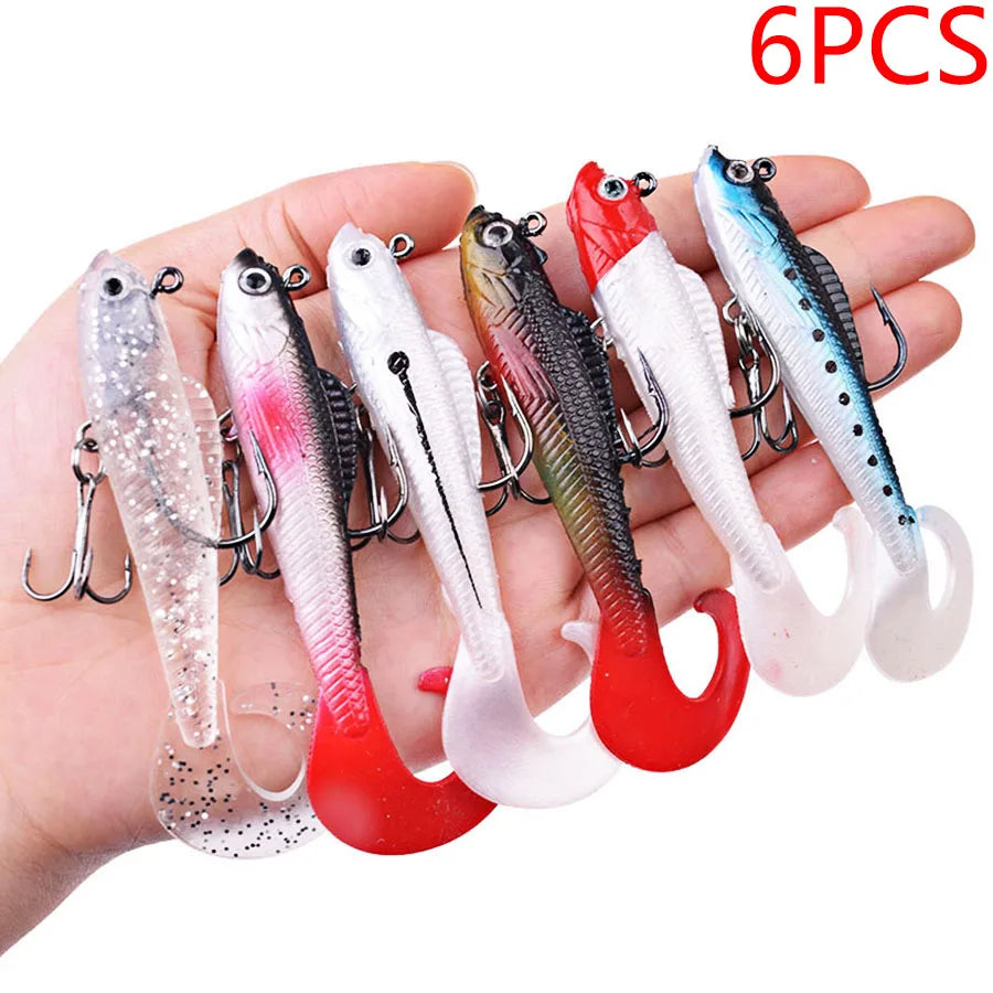 Soft Wobblers Baits Lures 6 Pcs Sea Bass Pike Carp