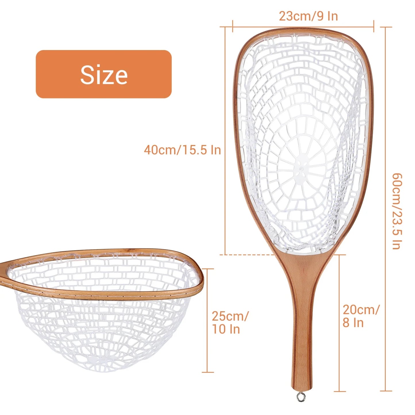 HiMISSH Fly Fishing Net Wooden Frame Trout Landing Net