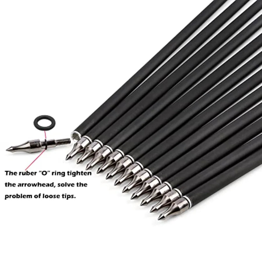Carbon Archery Arrows With Turkey Feather Fletching And Removable Tips